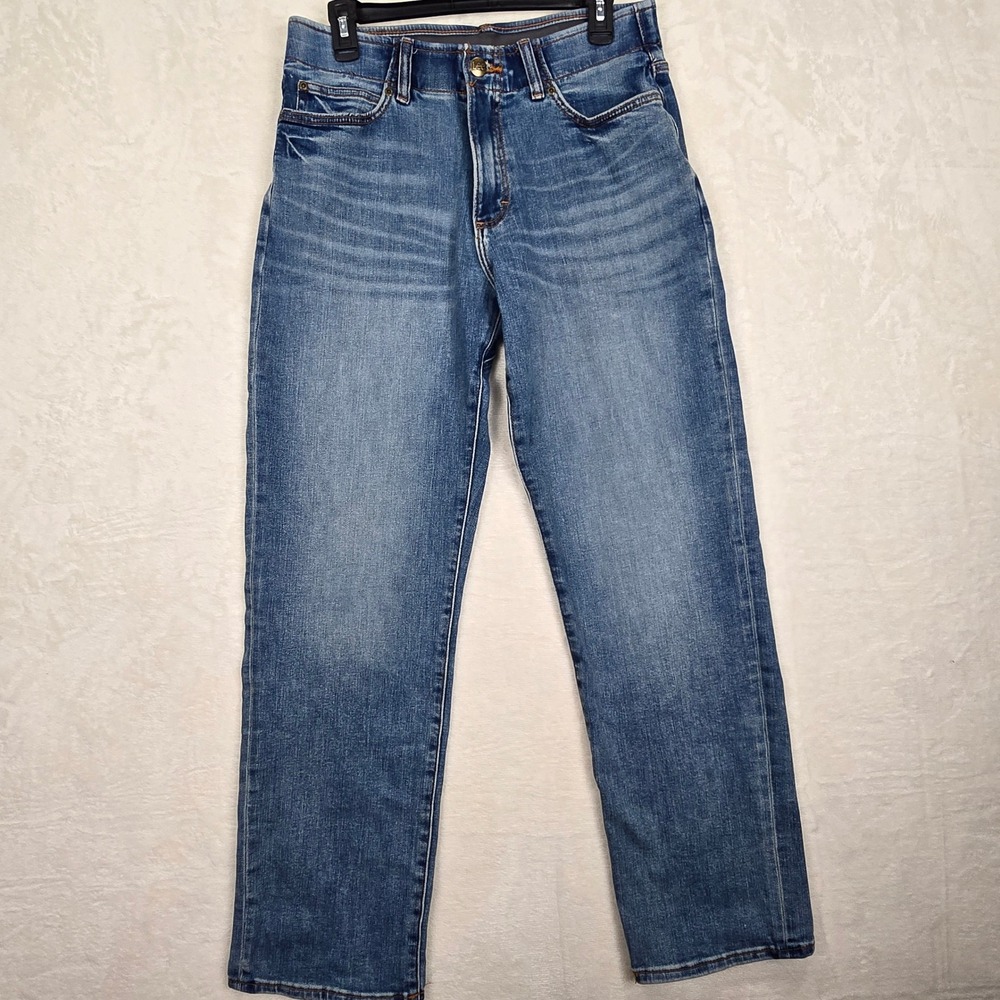 Lee Extreme Motion Relaxed Straight Jeans Mens 32x32 Medium Wash Stretch Denim